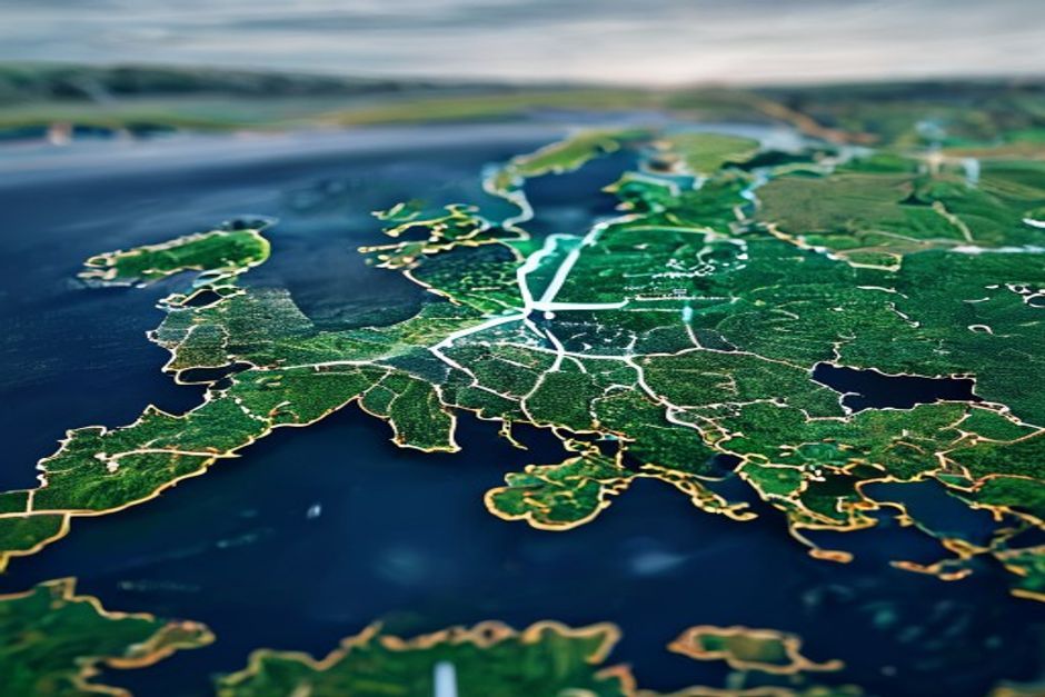 Fintech network and digital finance concept centered on Ireland